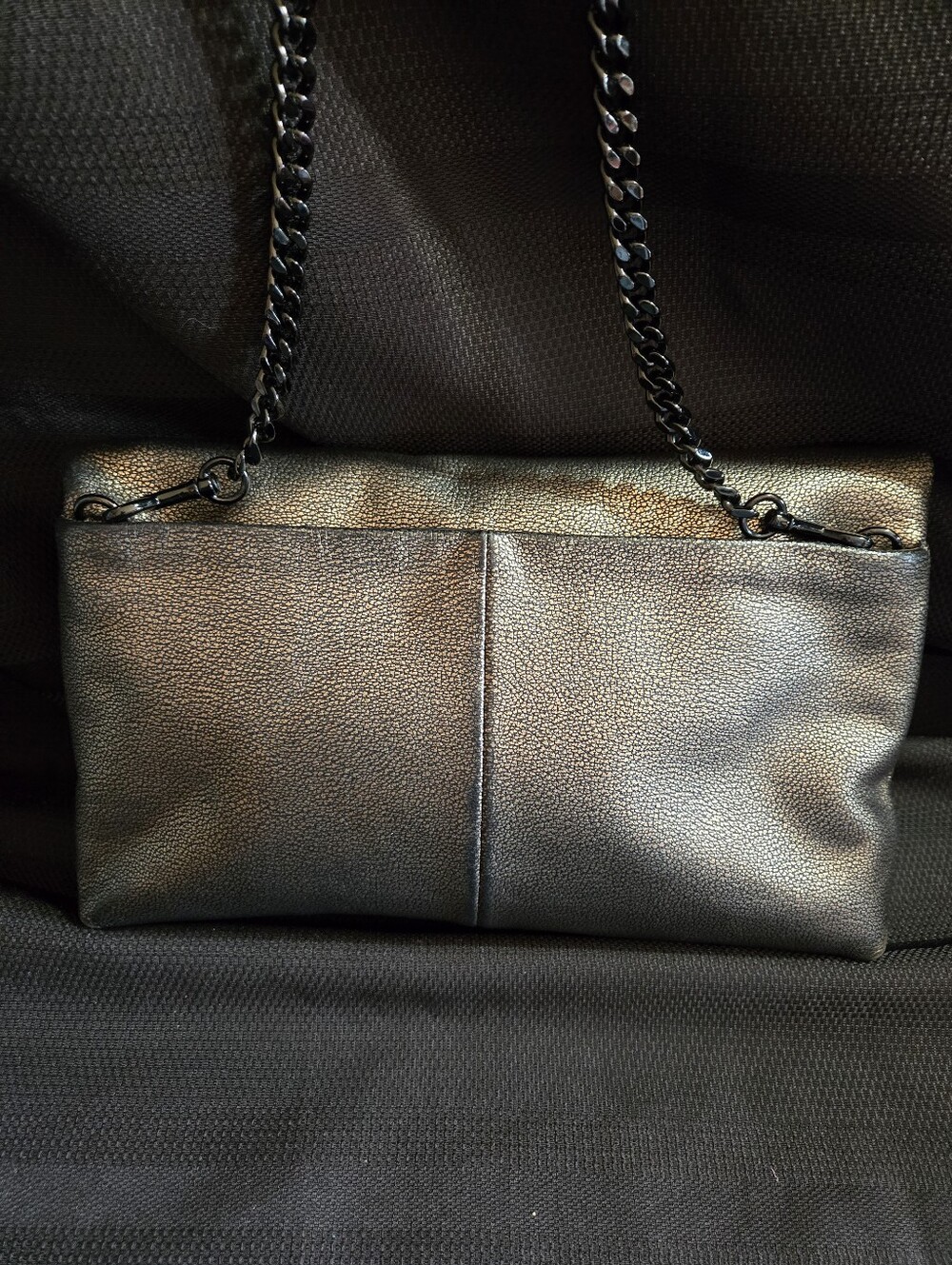 Coach Metallic Pewter Chain Strap Shoulder Bag/Clutch EUC - Picture 9 of 16